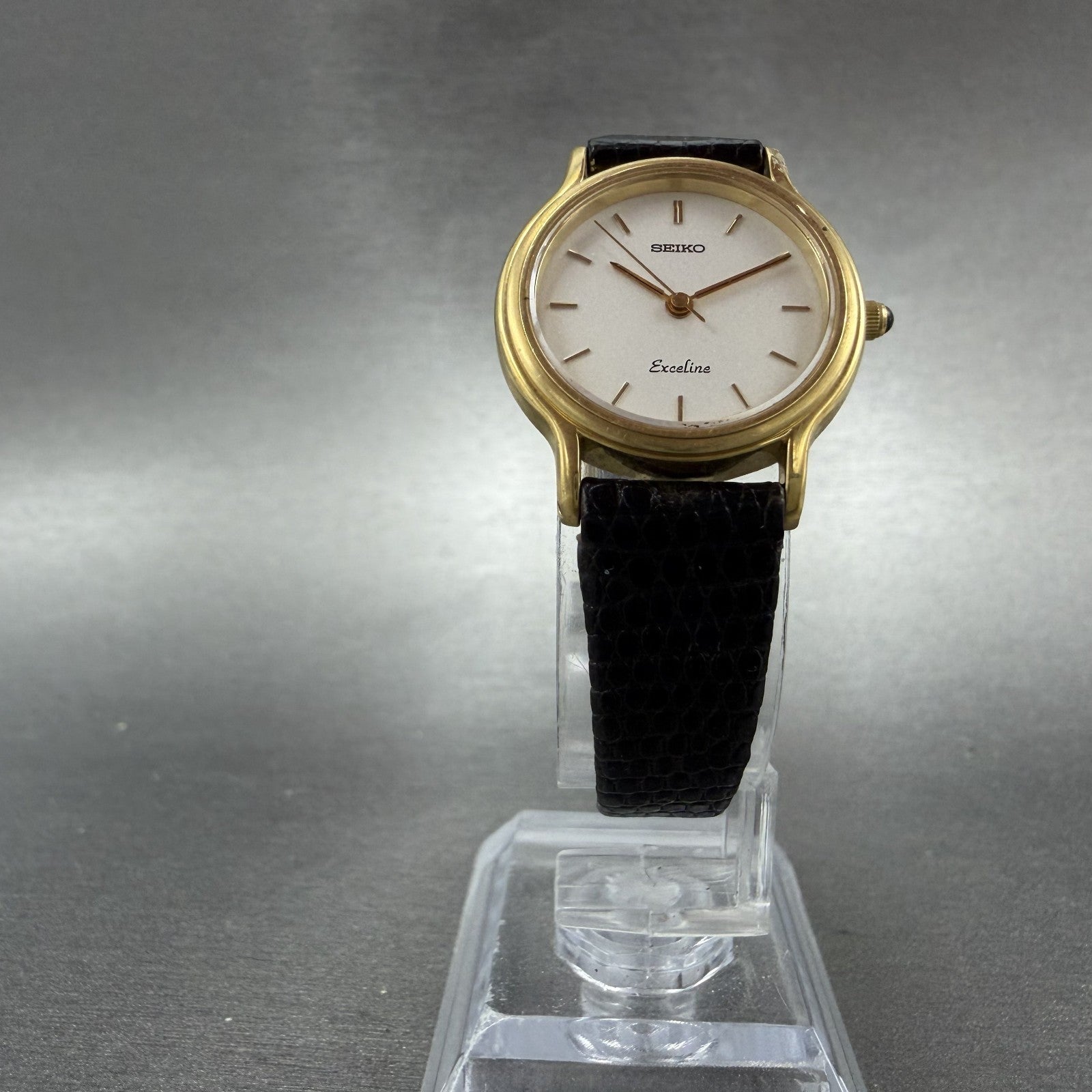 Seiko Exceline Watch Women 24mm White Dial Gold Tone 7321-044B New Battery5