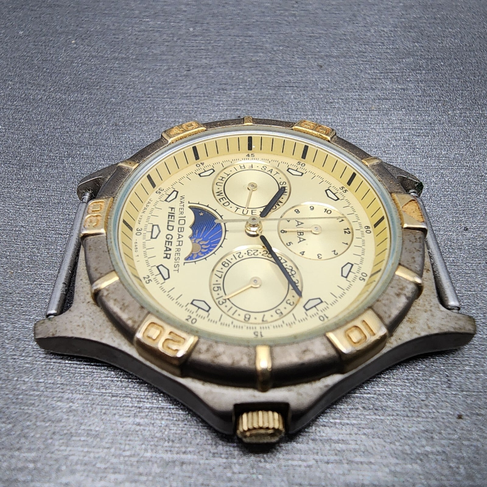 Seiko Alba Field Gear Watch Men 35mm Cream Dial Two Tone Daydate Month Day night5