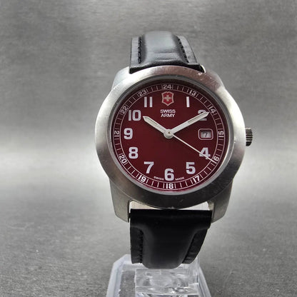 Victorinox Swiss Army Watch Women 30mm Red Dial Silver Tone Date New Battery5