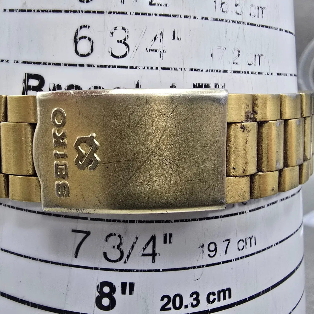 Seiko SQ Watch Men 35mm Champagne Dial Gold Tone Date 5Y22-8020 Round PARTS11