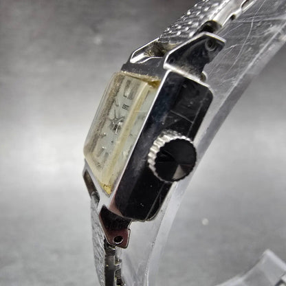Seiko Watch Women 15mm Silver Dial Silver Tone Rectangle 11-3069 Vintage Works2