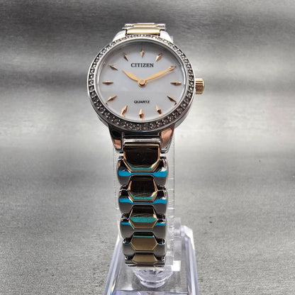 Citizen Watch Women 24mm MOP Dial Silver Tone Gemmed Round 9627-S121558 New Batt5