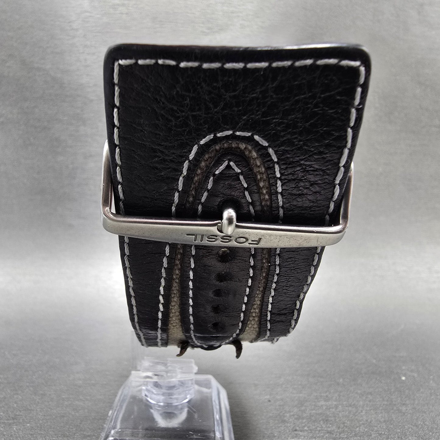 Fossil Watch Women 33mm Black Dial Silver Tone Date Rectangle JR-9777 NewBattery8