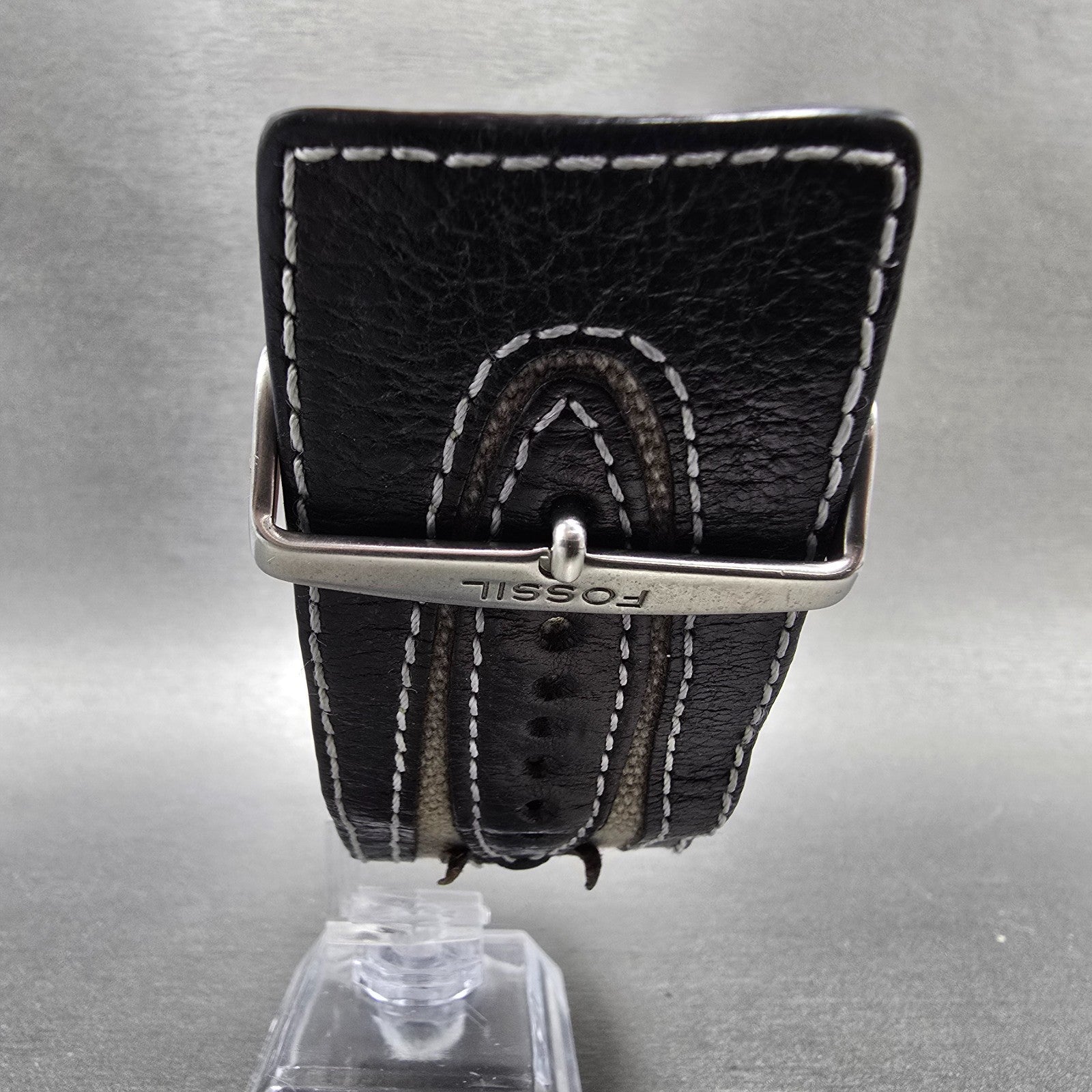 Fossil Watch Women 33mm Black Dial Silver Tone Date Rectangle JR-9777 NewBattery8