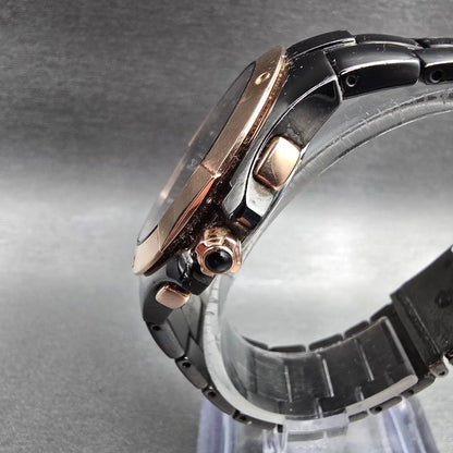 Seiko Coutura Watch Men 40mm Black Dial Two Tone Chrono Date 7T62-0FA0 New Batt2