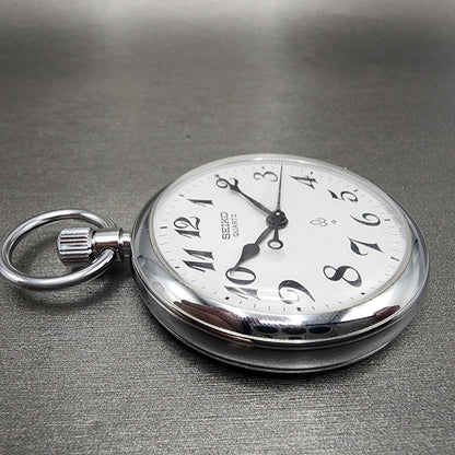 Seiko Pocket Watch Men 50mm White Dial Silver Tone 75500010 PARTS4