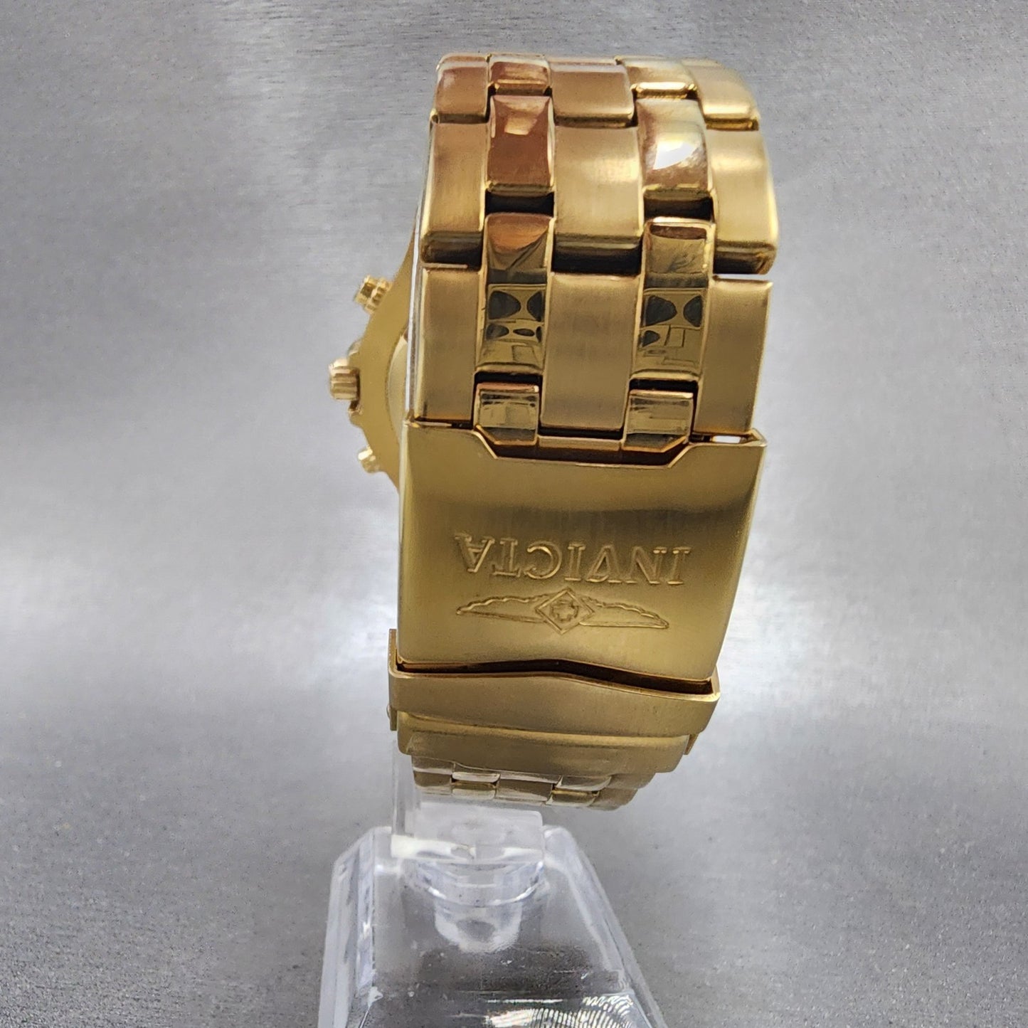 Invicta Chronograph Watch Men 46mm Blue Dial Gold Tone Date 6858 PARTS8