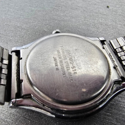 Casio MQ-514 Watch Men 33mm Silver Dial Silver Tone Round Daydate New Battery ZA8