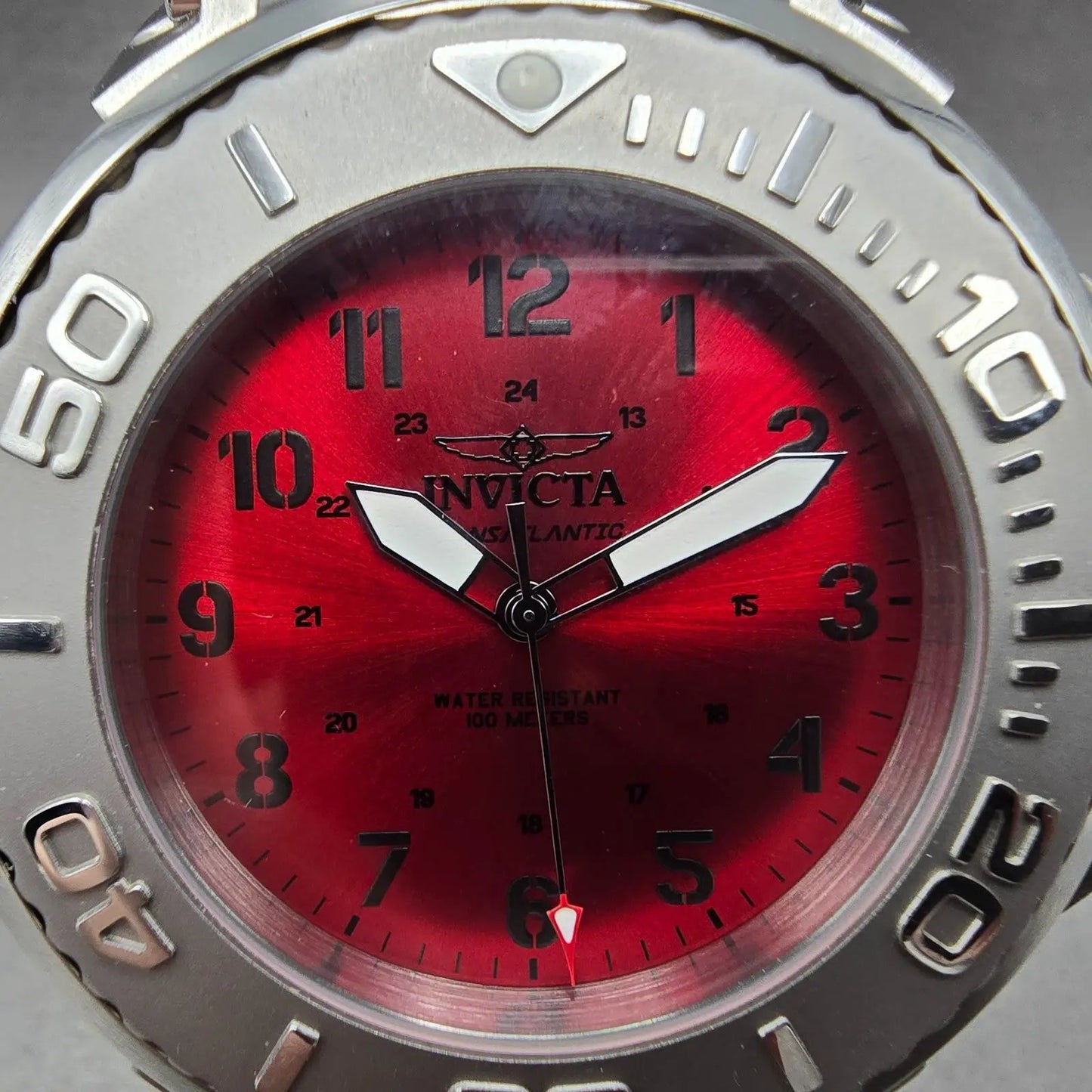 Invicta Reserve Transatlantic Chronograph Watch Men 54mm Red Dial Steel New Batt3