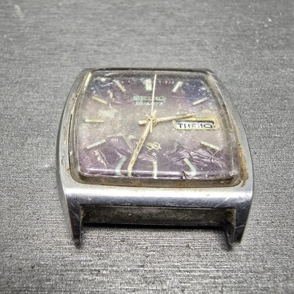 Seiko SQ Watch Men 34mm Purple Dial Silver Tone Daydate 7546-5019 PARTS Vintage3