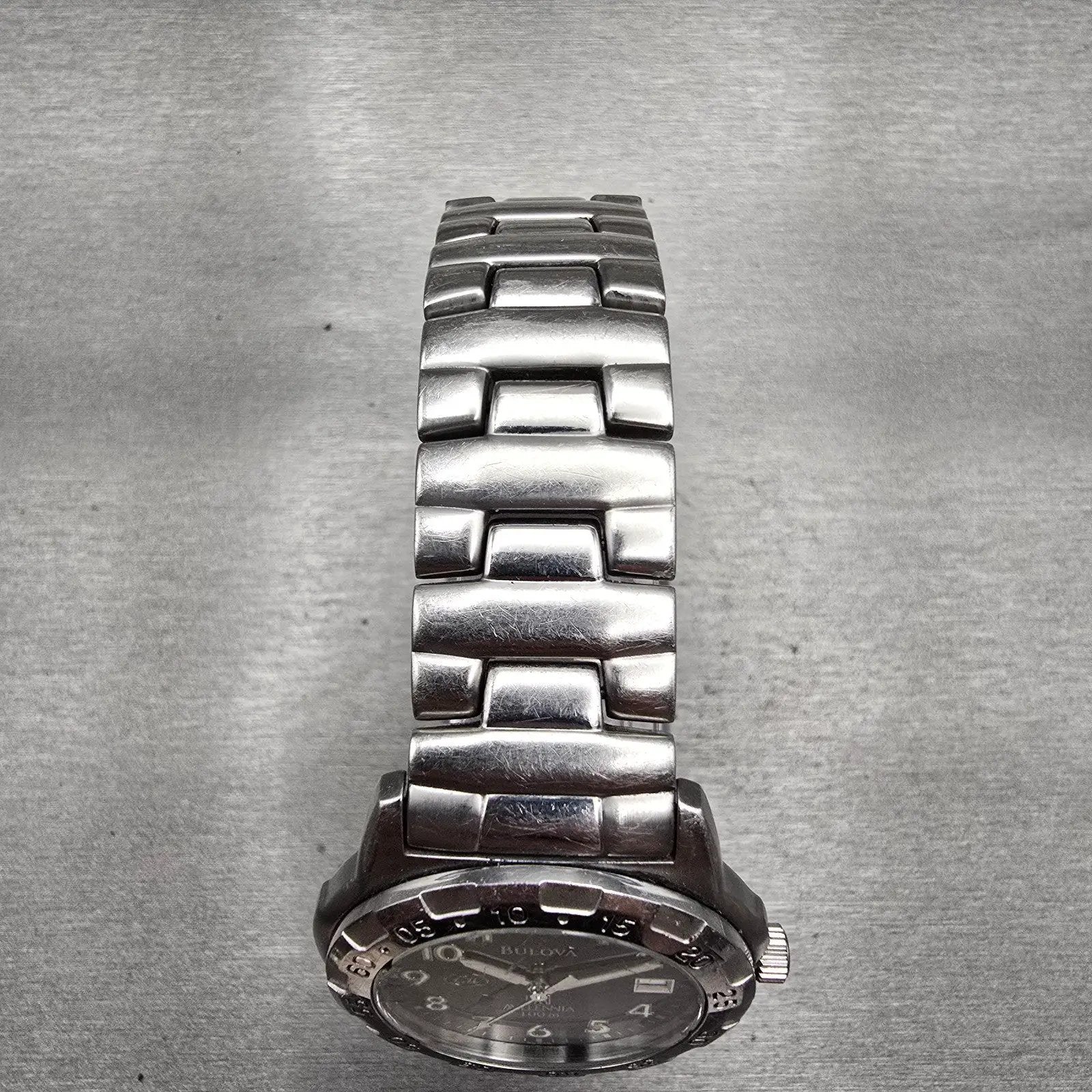 Bulova Millennia Watch Men 36mm Black Dial Silver Tone Date Round 96B46 New Batt5