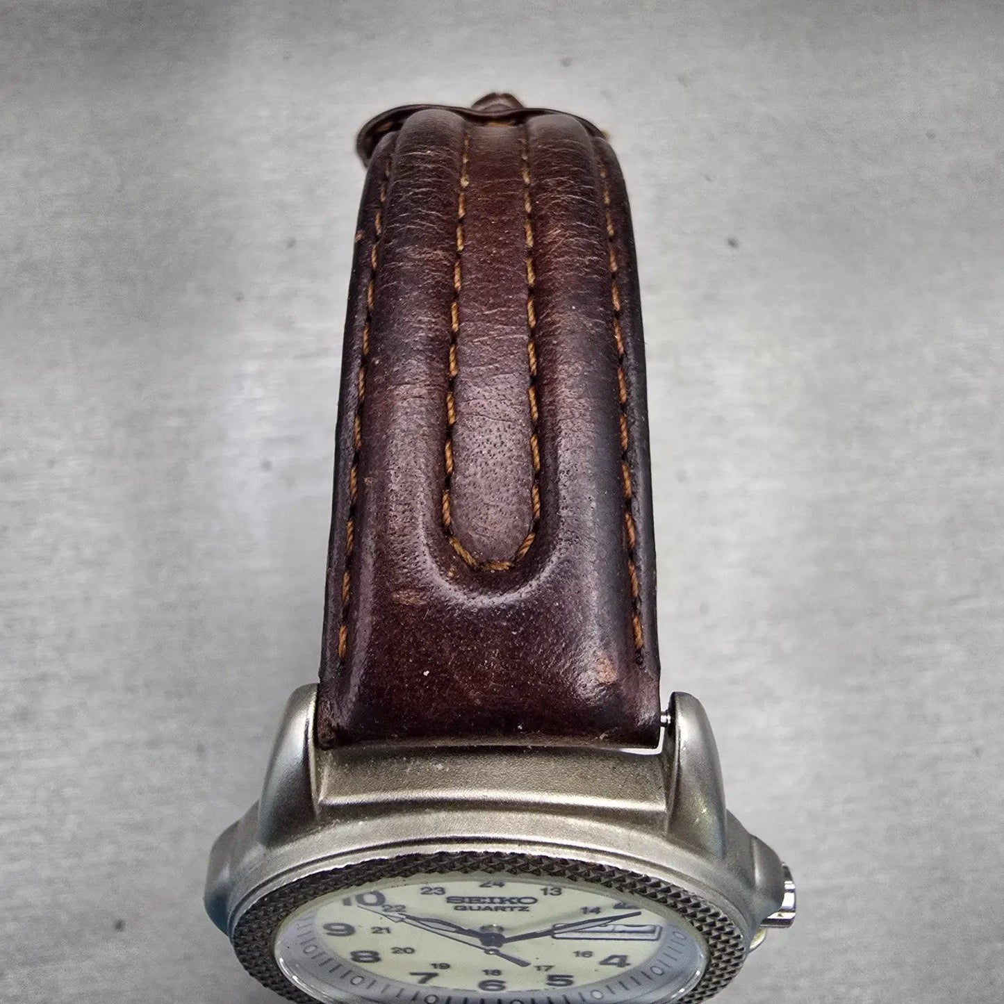 Seiko Watch Men 38mm Luminous Dial Silver Tone Daydate 7N43-6B20 New Battery VTG4