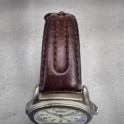 Seiko Watch Men 38mm Luminous Dial Silver Tone Daydate 7N43-6B20 New Battery VTG4