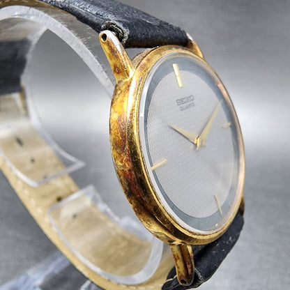 Seiko Watch Men 31mm Gray Dial Gold Tone Round 5y30-7009 New Battery