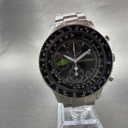 Aqua Star Thunderbird Chronograph Watch Men 42mm Black Dial Steel Date New Batt5