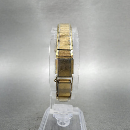 Seiko Watch Women 12mm Gold Dial Gold Tone Rectangle 13205049 New Battery VTG7