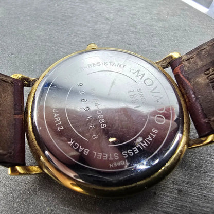 Movado Watch Men 34mm Gold Dial Gold Tone Round 87-E4-885 New Battery VTG9