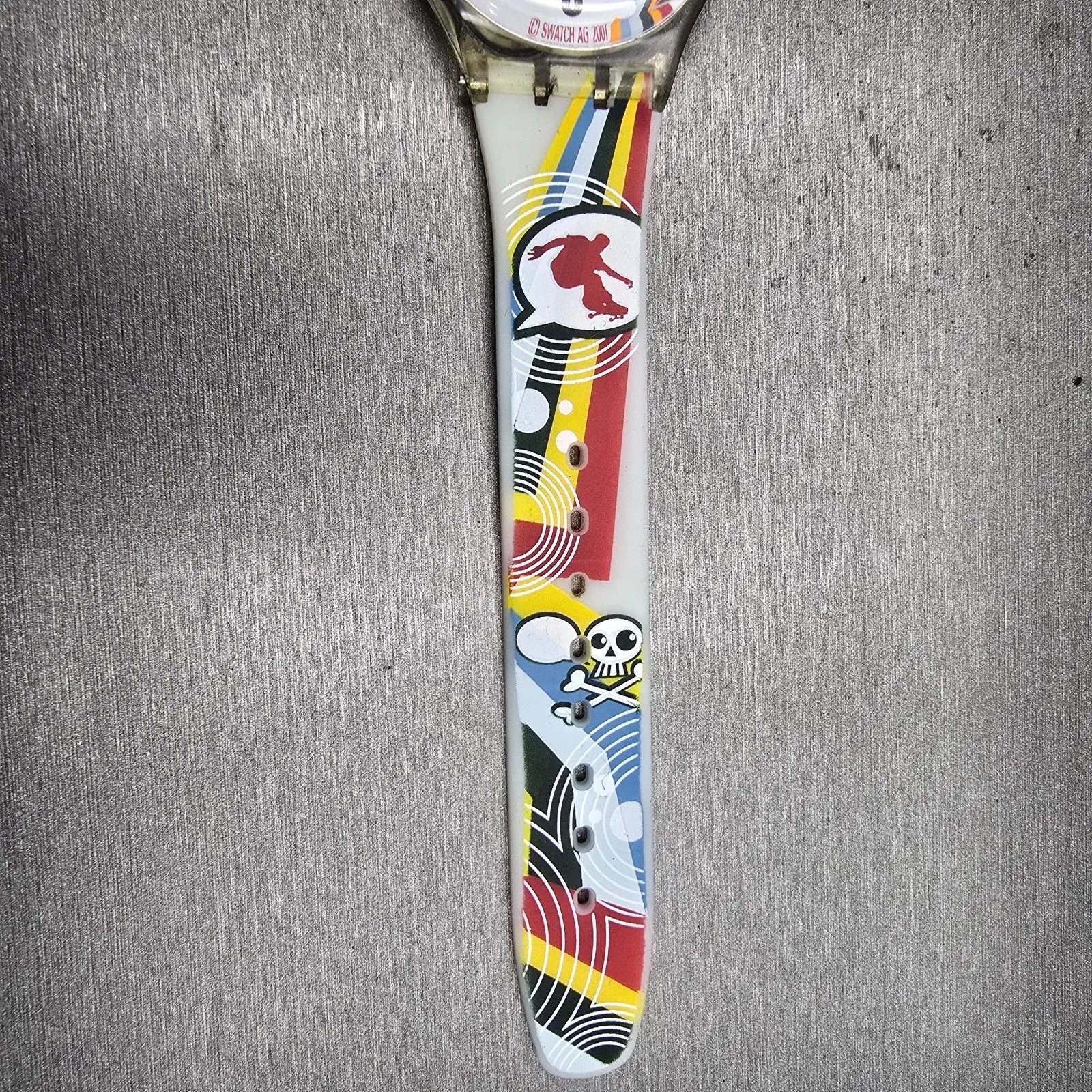 Swatch Gent Crazy Youngsters Watch Men White Dial Clear Case Round GE198 New Bat11