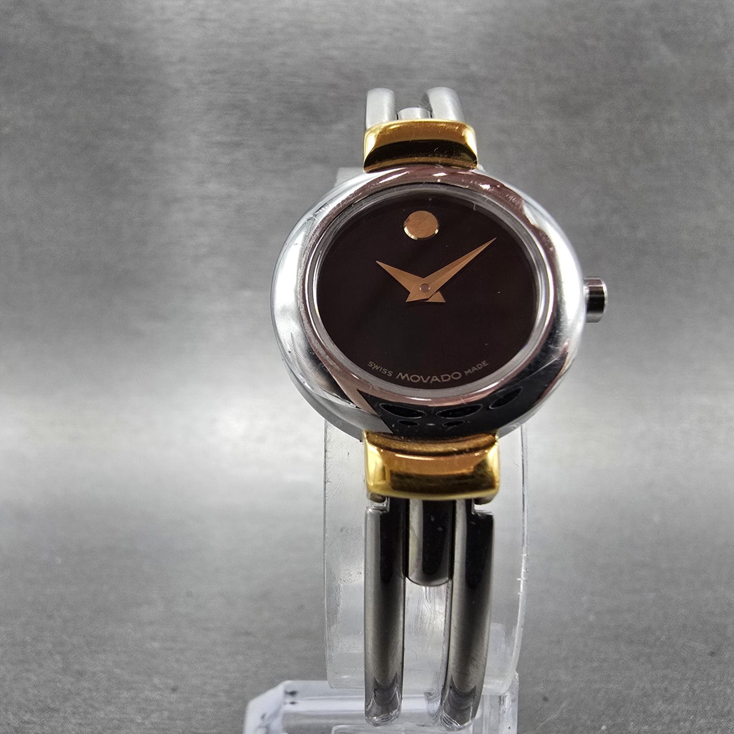 Movado Harmony Watch Women 23mm Black Dial Two Tone 97.A1.809.A New Battery5