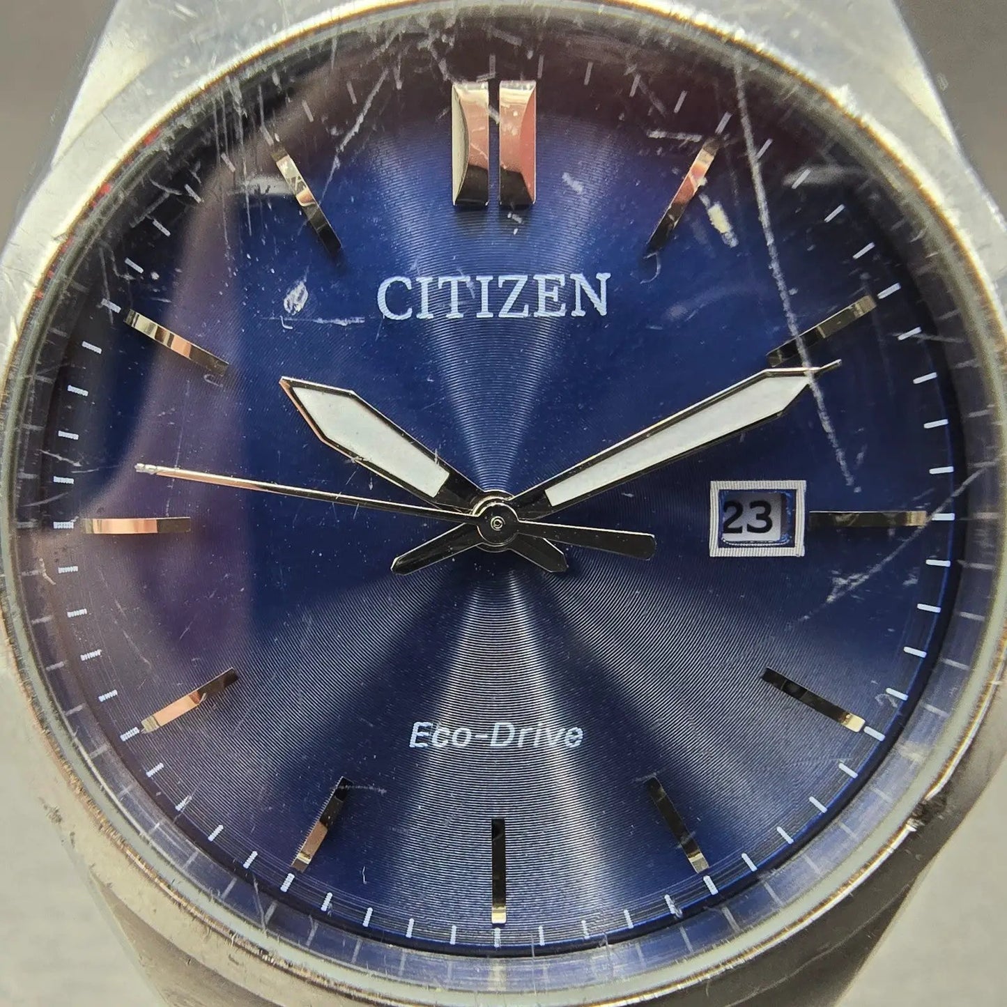 Citizen Eco-Drive Watch Men 40mm Blue Dial Silver Tone Date E111-S099641 Runs1