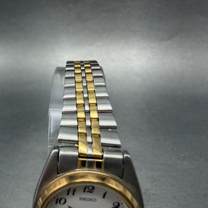 Seiko Watch Women 23mm White Dial Two Tone Daydate 7n83-0011 New Battery BW124