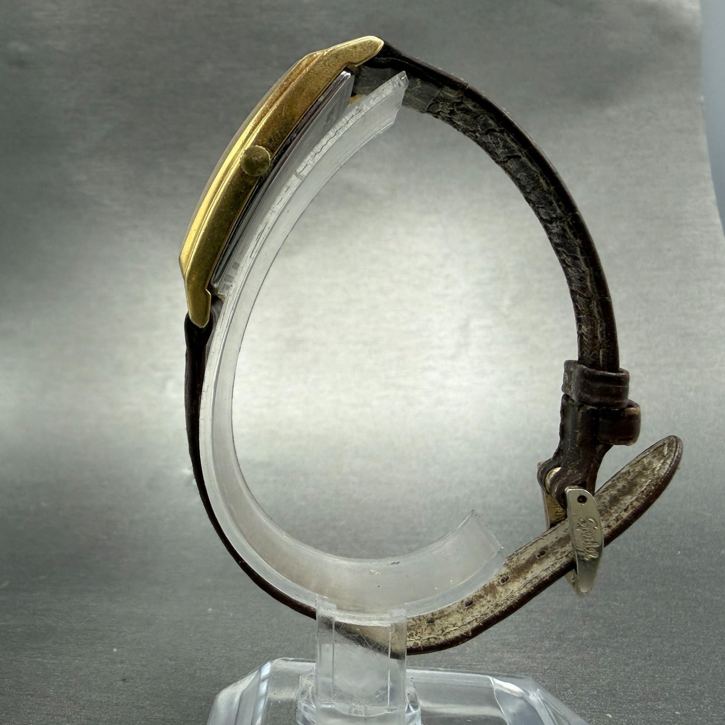 Hamilton Tank Watch Women 18mm Gray Dial Gold Tone Rectangle New Battery6