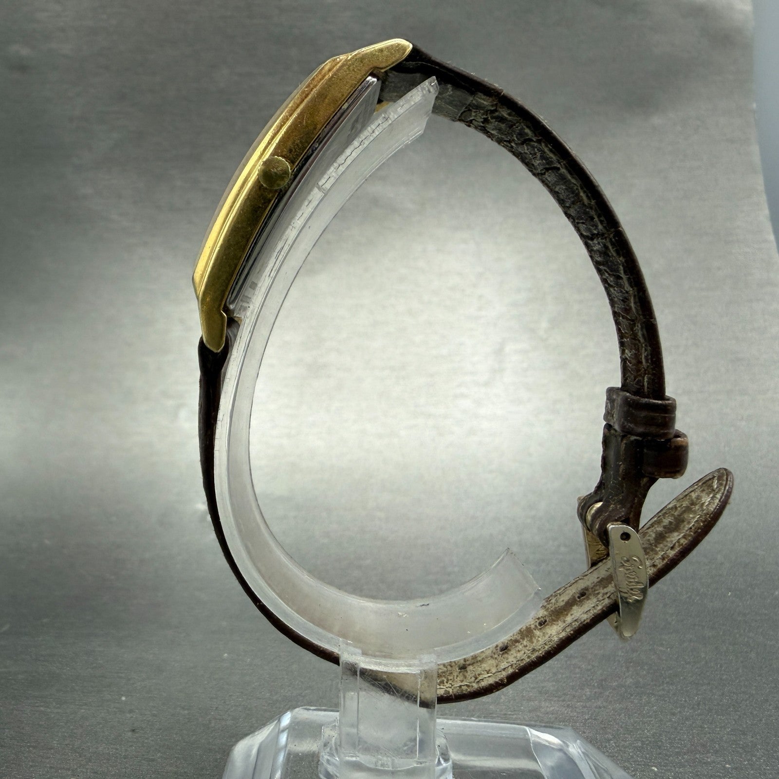 Hamilton Tank Watch Women 18mm Gray Dial Gold Tone Rectangle New Battery6