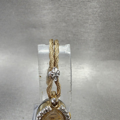 Armitron Deauvillw Watch Women 14mm Cream Dial Gold Tone Diamond Bezel READ PART4