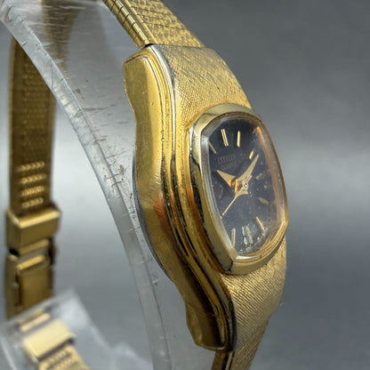 Citizen CQ Watch Women 17mm Black Dial Gold Tone Round 2951-S07581 New Battery3