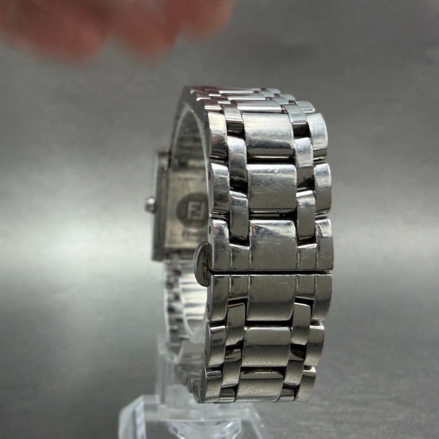 Fendi 7000L Tank Watch Women 21mm MOP Dial Steel Diamonds Rectangle New Battery7