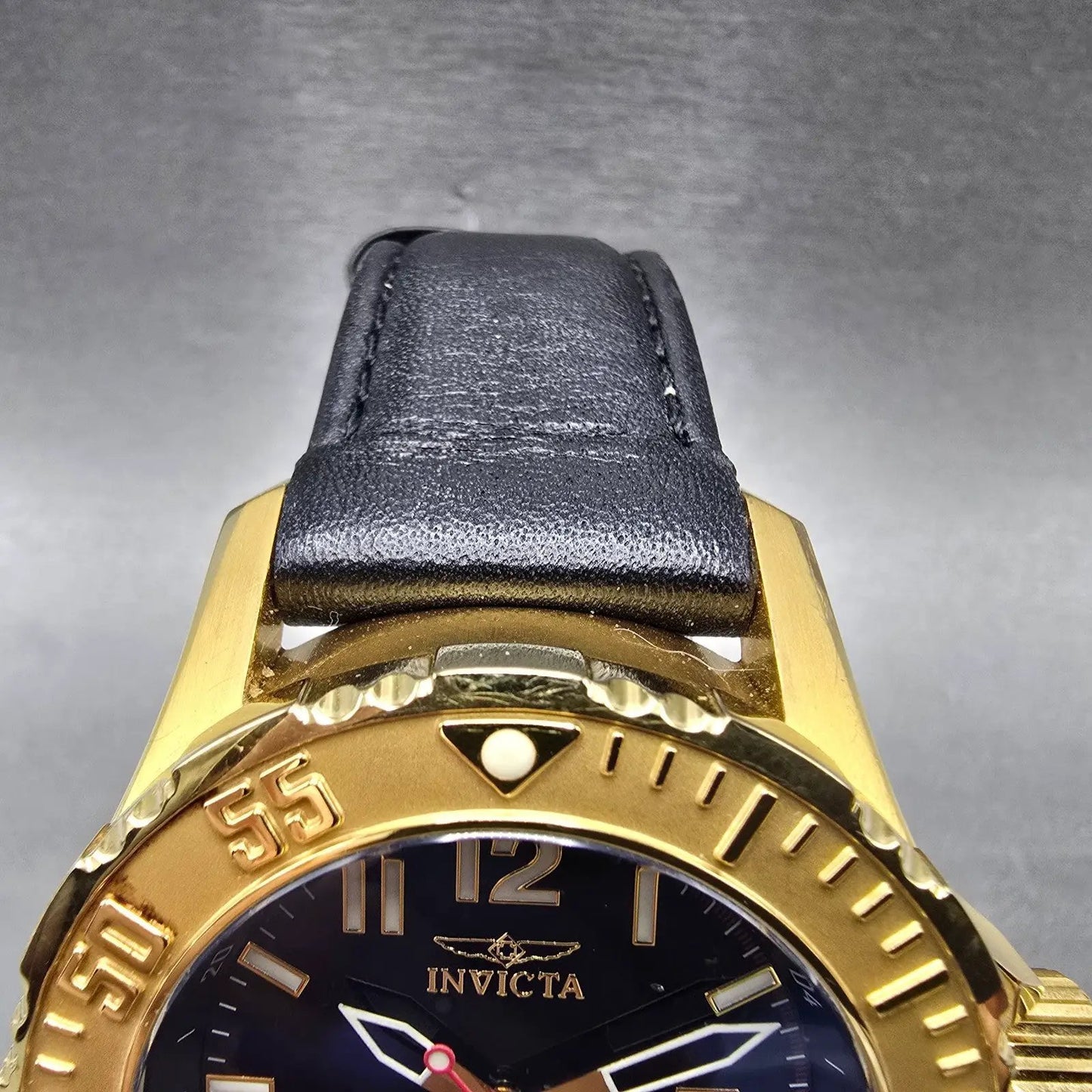 Invicta Specialty GMT Watch Men 50mm Black Dial Gold Tone Date F0058 New Batt JK4