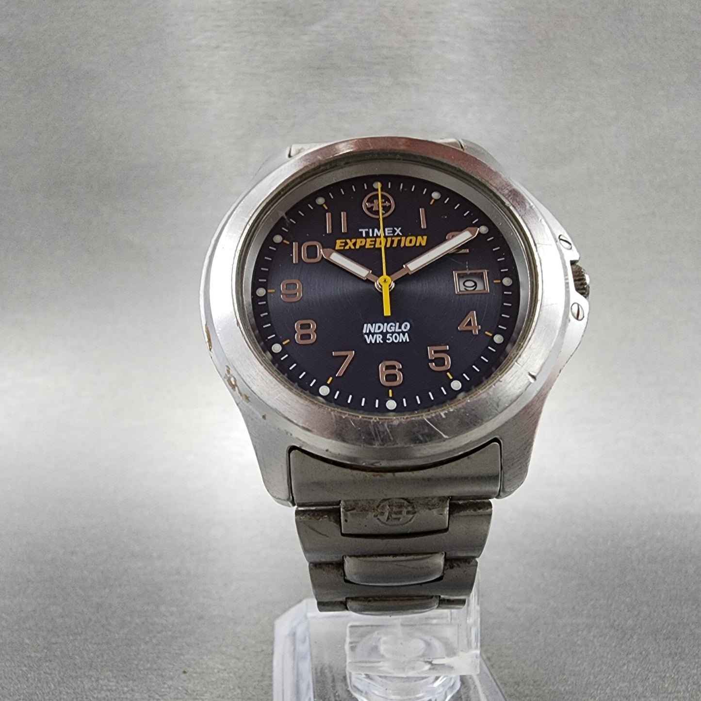 Timex Expedition Watch Men 38mm Blue Dial Silver Tone Date READ!!!!! New Battery5