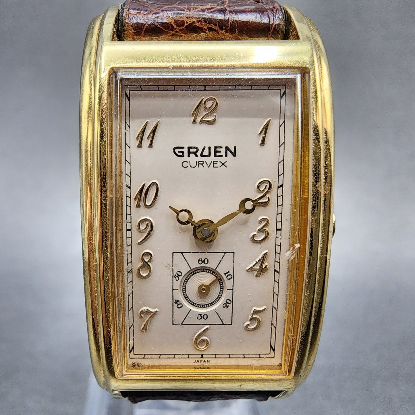 Gruen Curvex Tank Watch Women 20mm Cream Dial Gold Tone Rectangle New Battery1