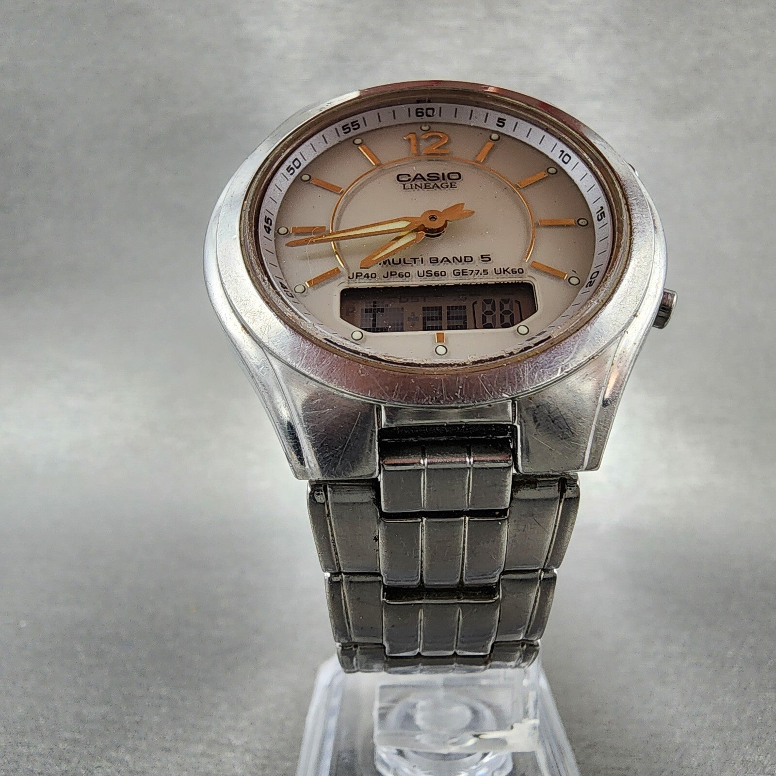 Casio Lineage Watch Men 38mm White Dial Stainless Steel Atomic READ!!!! LCWM2005