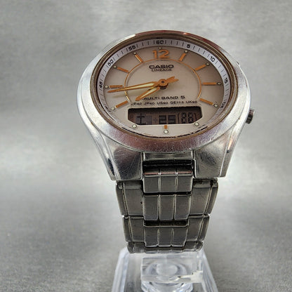Casio Lineage Watch Men 38mm White Dial Stainless Steel Atomic READ!!!! LCWM2005