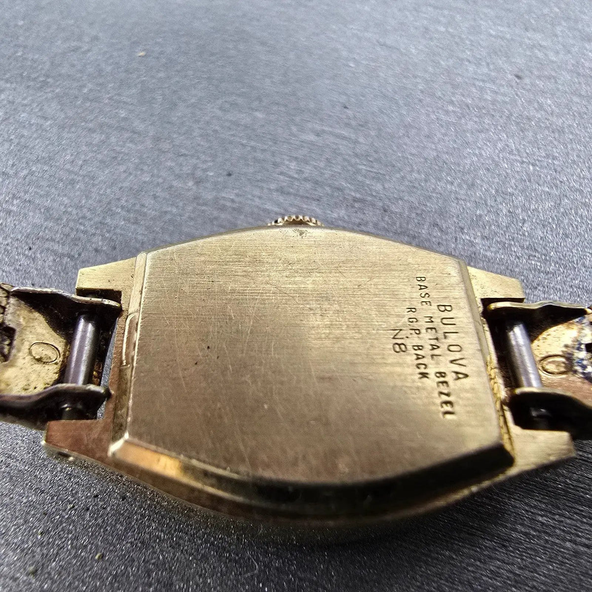 Bulova Accutron Watch Women 18mm Brown Dial Gold Tone Rectangle Mesh band PARTS10