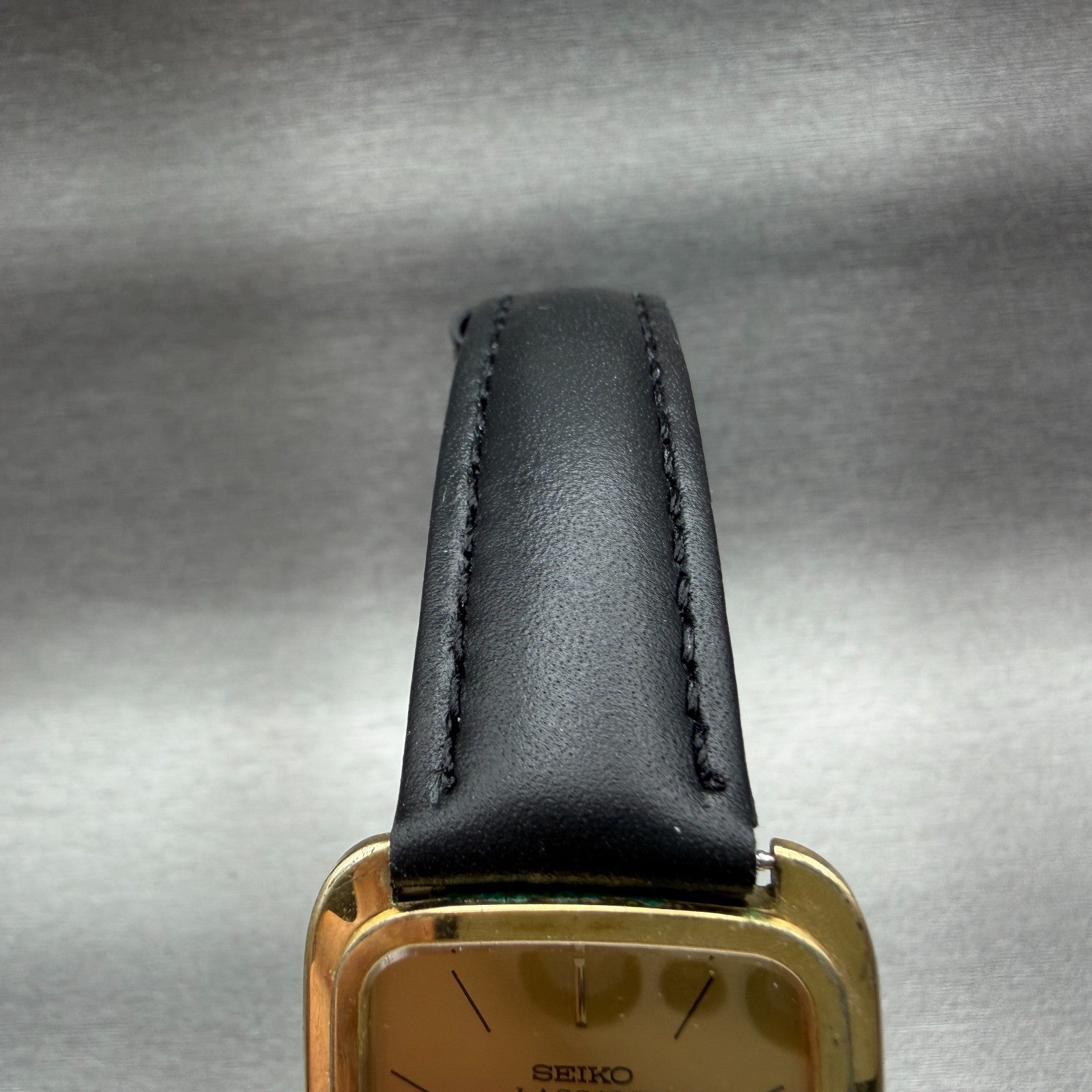 Seiko Lassale Tank Watch Men 26mm Gold Dial Gold Tone Rectangle New Battery HI94