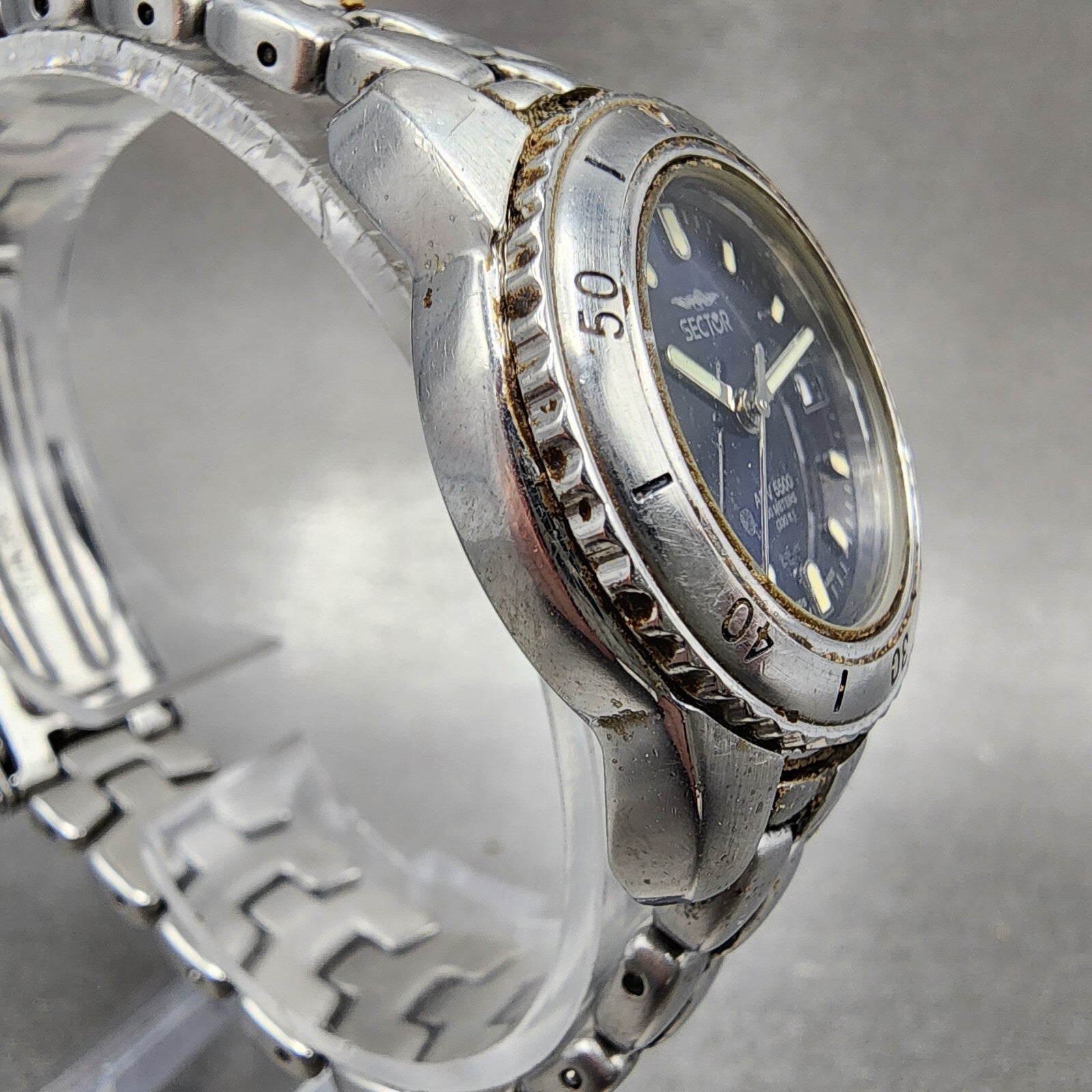 Sector ADV 5500 Dive Watch Women 29mm Blue Dial Steel Date Round New Battery3