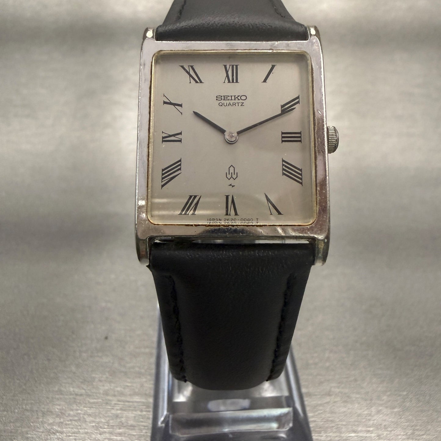 Seiko Tank Watch Men 24mm Silver Dial Silver Tone Rectangle 2620-5000 New Batt5