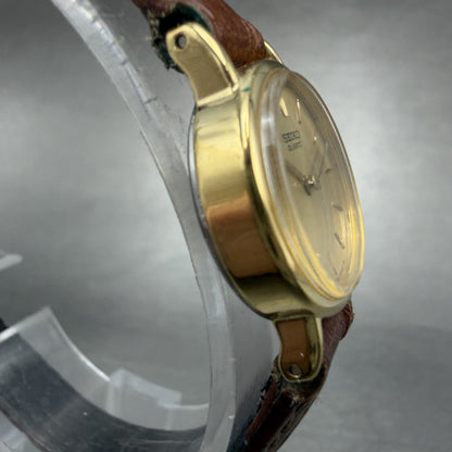 Seiko Watch Women 19mm Gold Dial Gold Tone Round 5420-0019 New Battery VTG3