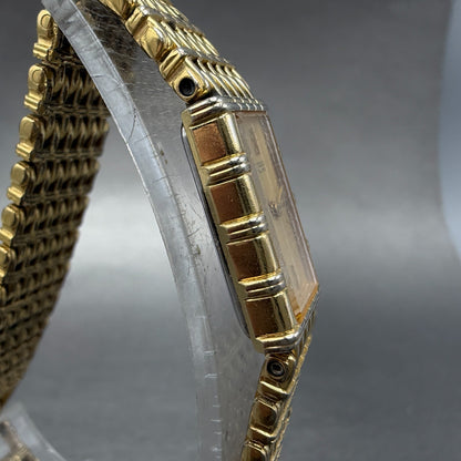 Seiko Tank Watch Women 12mm Champagne Dial Gold Tone 2e20-5079 New Battery HN44