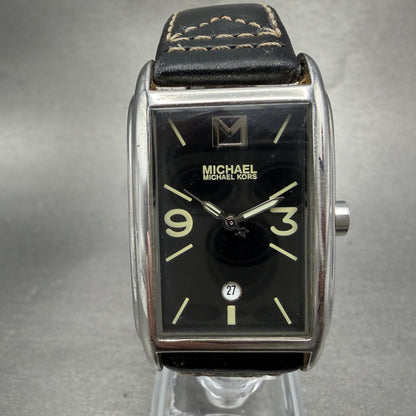 Michael Kors Watch Women 27mm Black Dial Silver Tone Rectangle MK-6011 New BattQ0