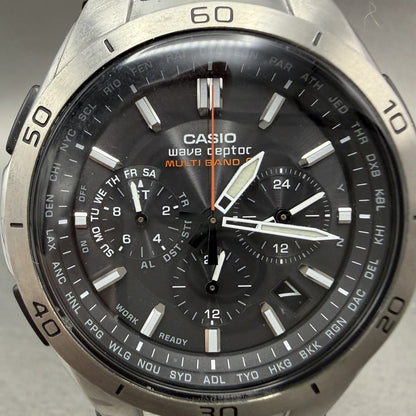 Casio Waveceptor WVQ-M410 Watch Men 43mm Black Dial Silver Tone Date Solar Runs1