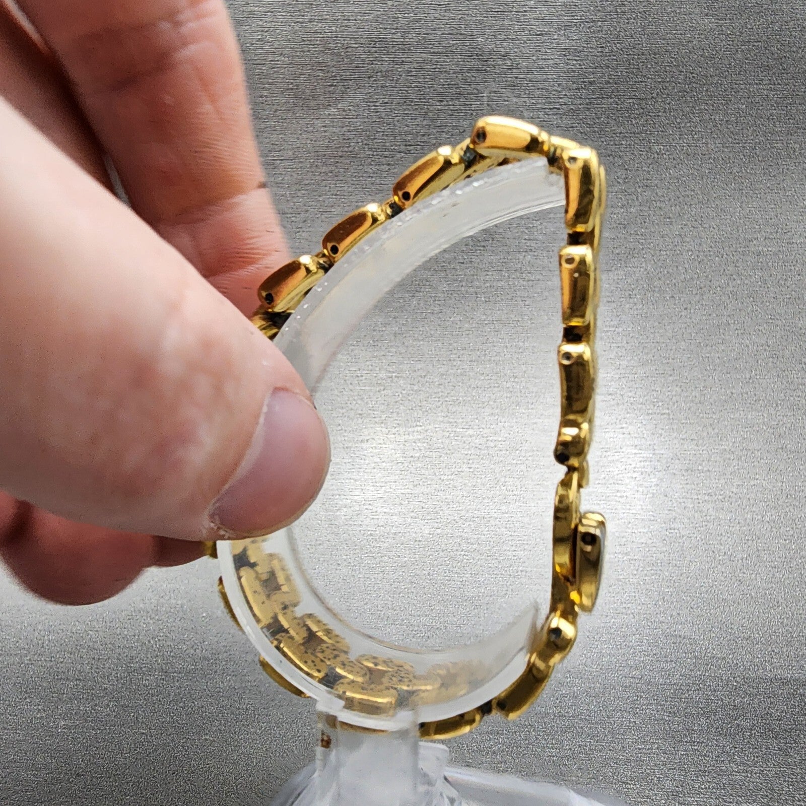 Seiko Watch Women 20mm Gold Dial Gold Tone Diamond Round 1N001C99 New Batt VTG6