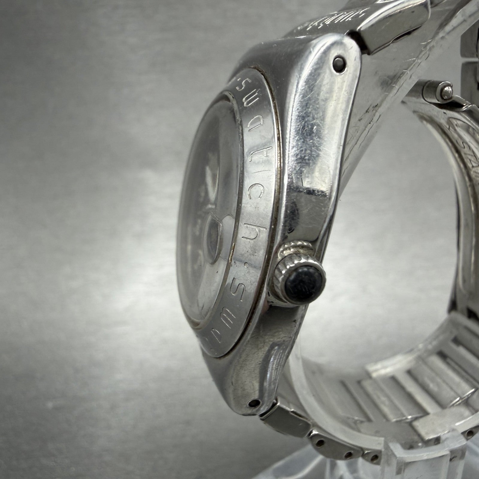 Swatch Irony Happy Joe Watch Women 33m Silver Dial Silver Tone Date Round Newbat2