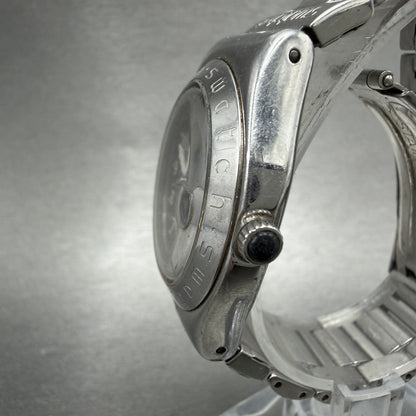 Swatch Irony Happy Joe Watch Women 33m Silver Dial Silver Tone Date Round Newbat2