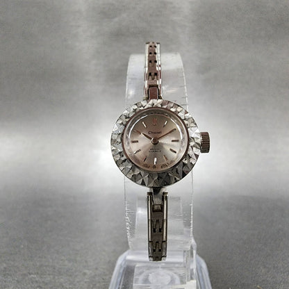 Orient Chanel Watch Women 15mm Silver Dial White Gold Plated Oval Manual Wind5