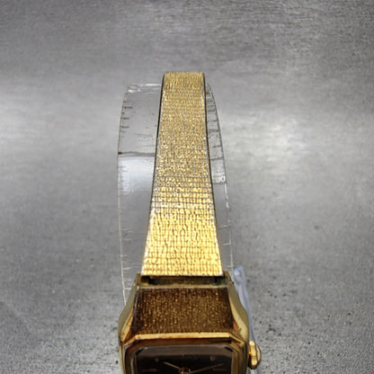 Seiko Tank Watch Women 17mm Brown Dial Gold Tone Rectangle 54205019 New Battery4