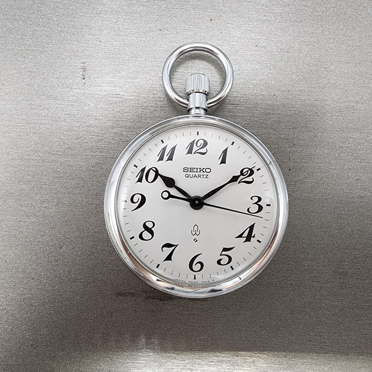 Seiko Pocket Watch Men 50mm White Dial Silver Tone 75500010 PARTS0
