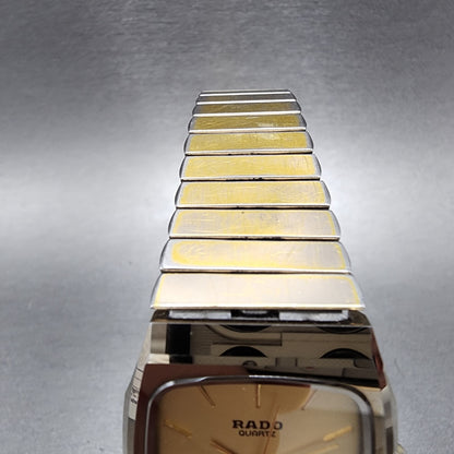 Rado Diastar Watch Men 29mm Gold Dial Gold Tone Rectangle 132.9505.3 New Battery